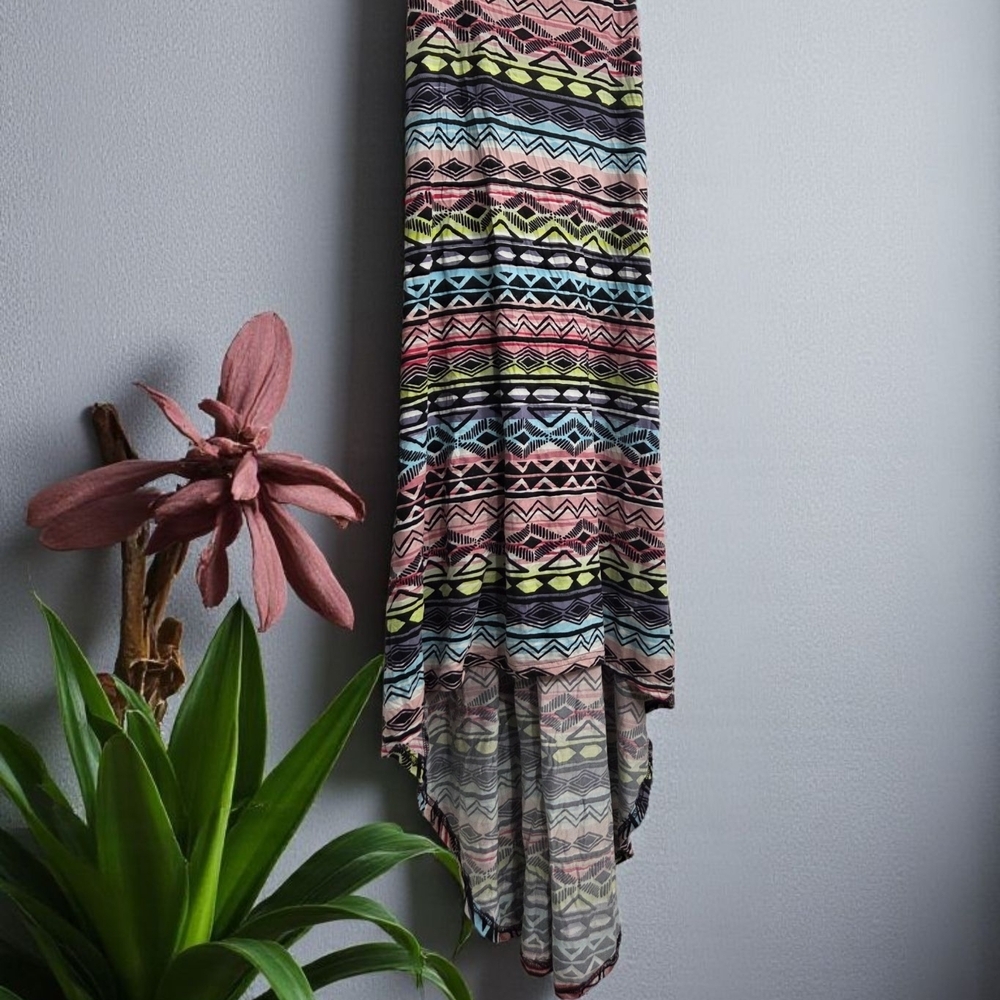 Vibrant Patterned High Low Dress - Picture 2 of 6